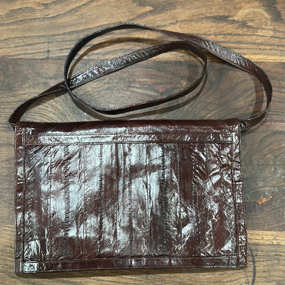 Vintage Eel Skin Clutch or Cross body Bag With Removable Strap